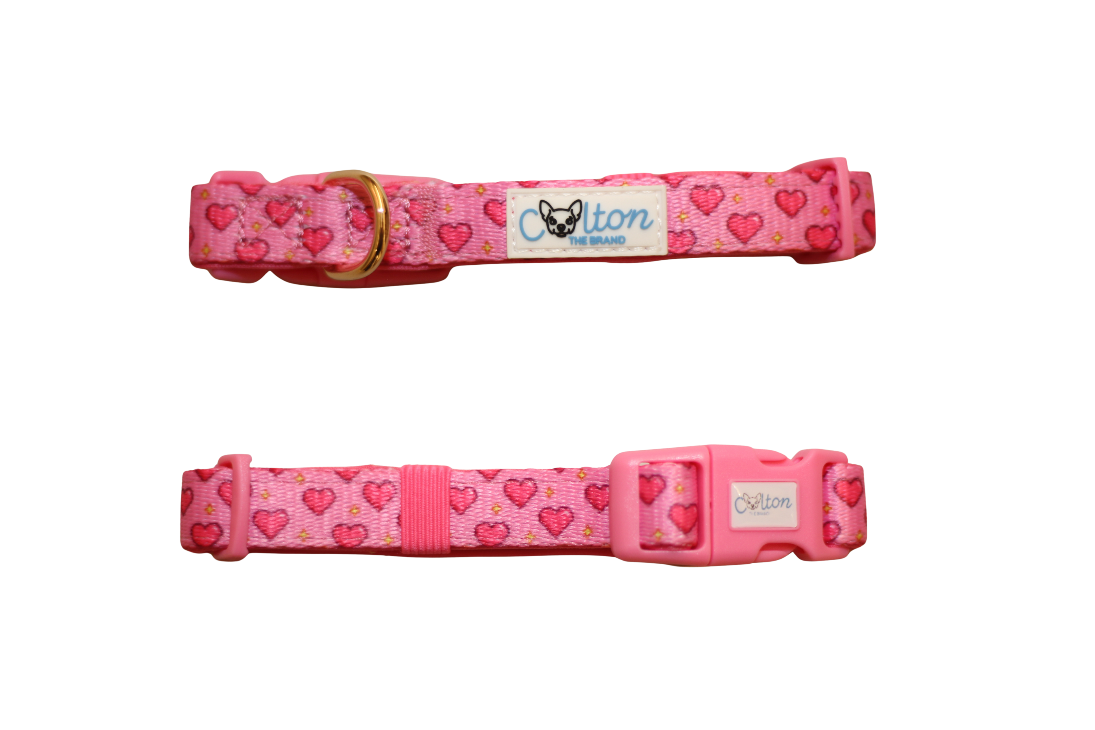 Pink “Rubacuori” Sparkle Hearts Dog Collar