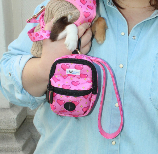 Pink “Rubacuori” Sparkle Hearts Walk-mate Pouch