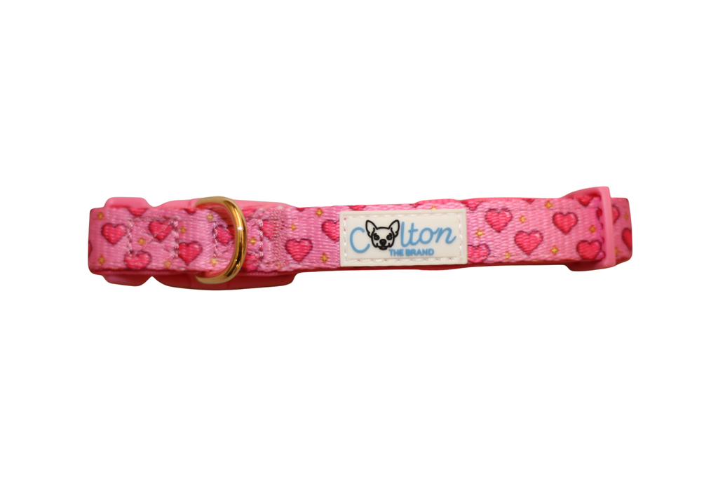 Pink “Rubacuori” Sparkle Hearts Dog Collar