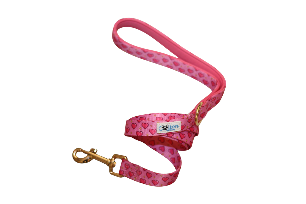 Pink “Rubacuori” Sparkle Hearts Dog Leash