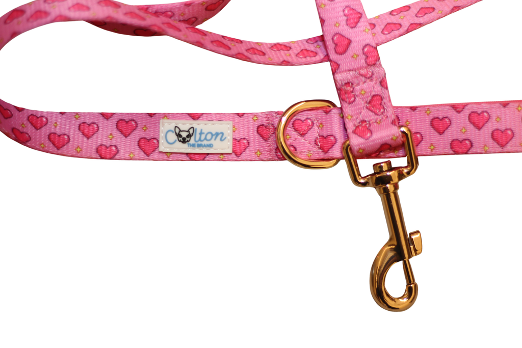 Pink “Rubacuori” Sparkle Hearts Dog Leash