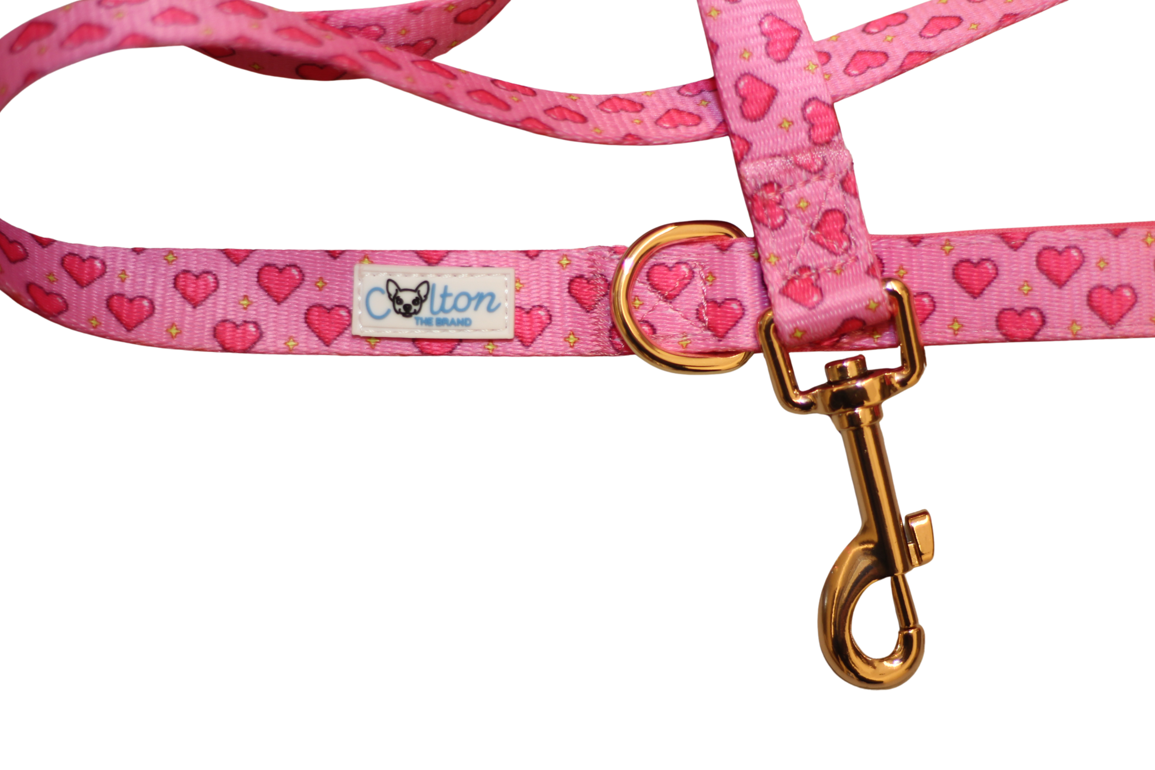 Pink “Rubacuori” Sparkle Hearts Dog Leash