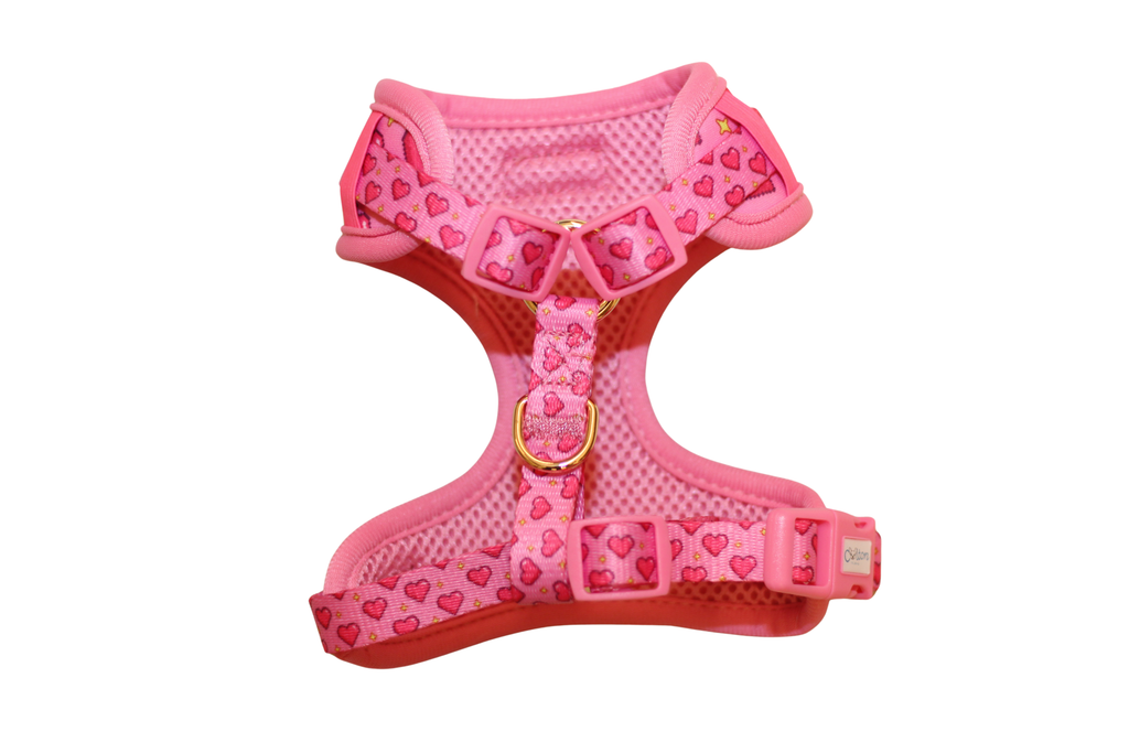 Pink “Rubacuori” Adjustable Sparkle Hearts Harness